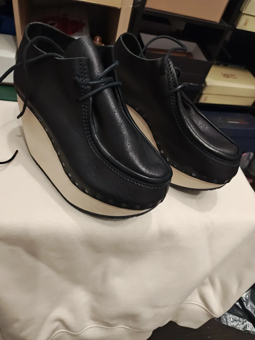 Black Platform Lace-Up Women's Shoes 37